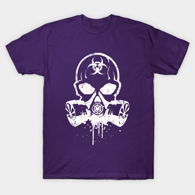 Biohazard Skull Vintage (white) T-Shirt by Liberty Steele